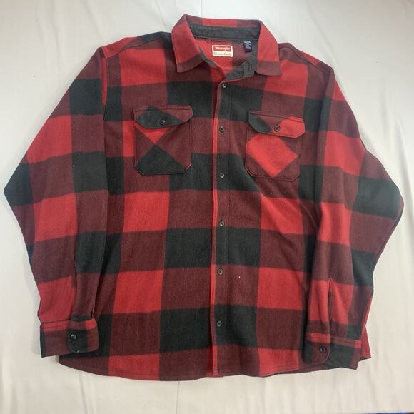 Wrangler Men’s Flannel Plaid Button Up Long Sleeve Shirt Red Size 2XL - Picture 1 of 9